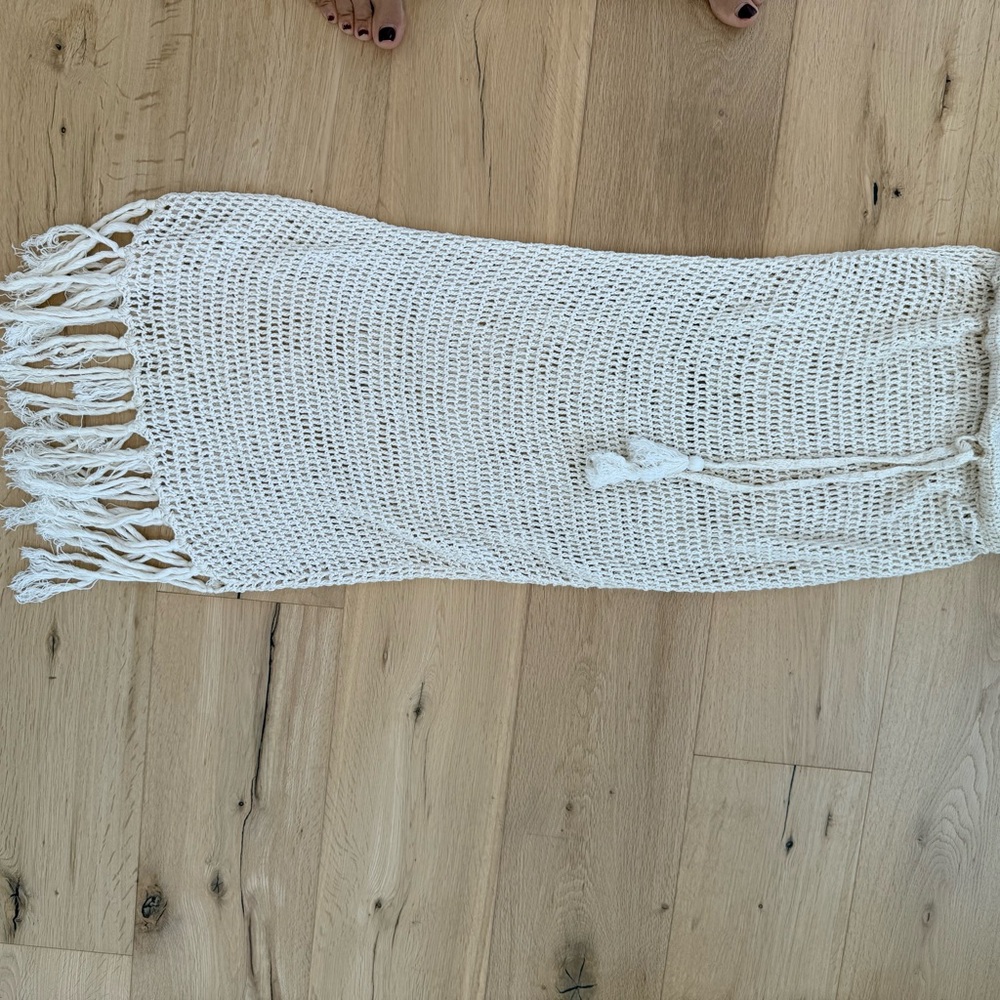 White Woven Beach cover up